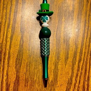 Handcrafted St. Patrick's Day Green Beaded Pen